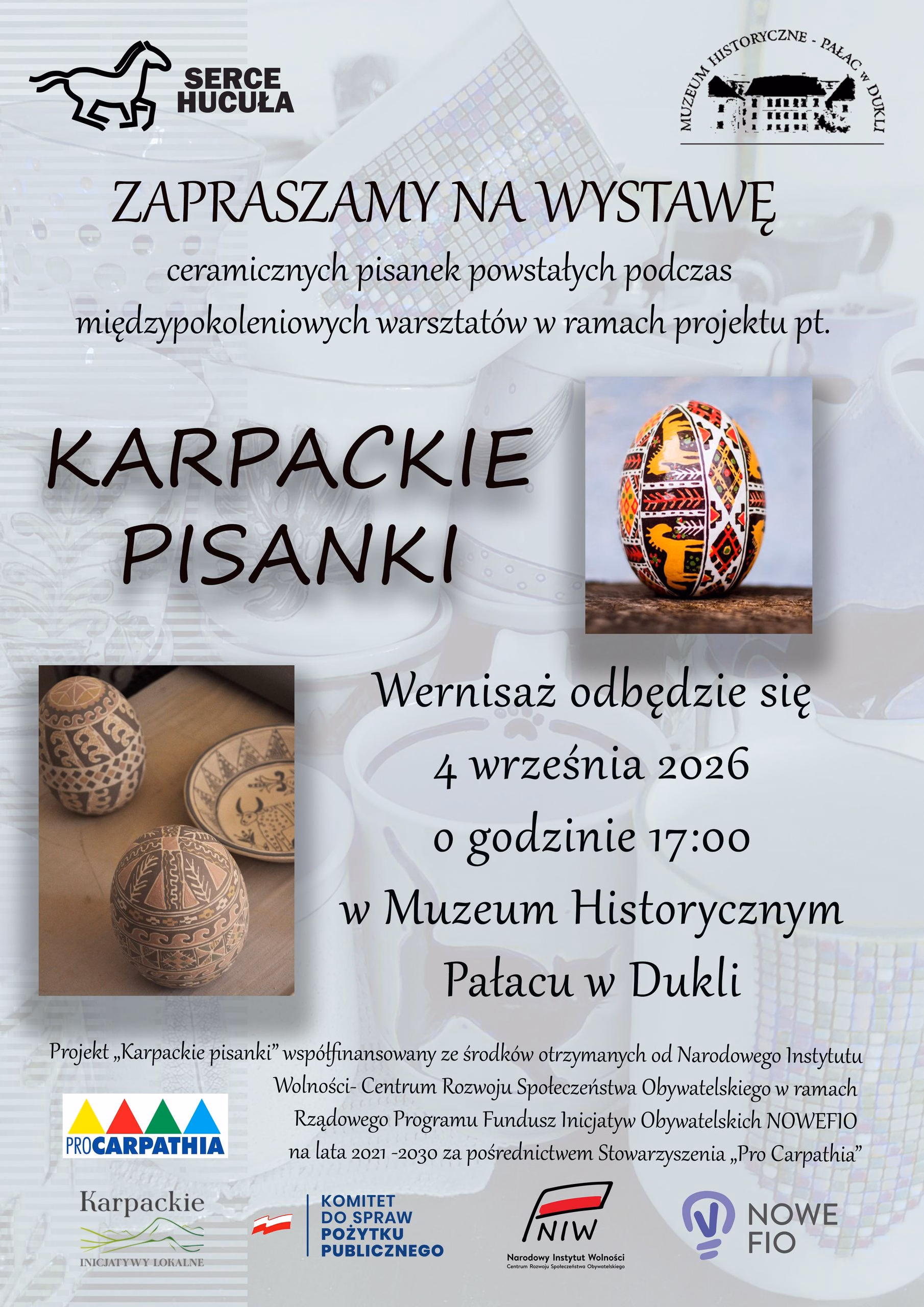 Zaproszenie na wernisaż wystawy „Karpackie pisanki”